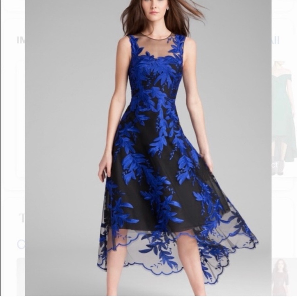 Mariel black with royal blue embroidered dress